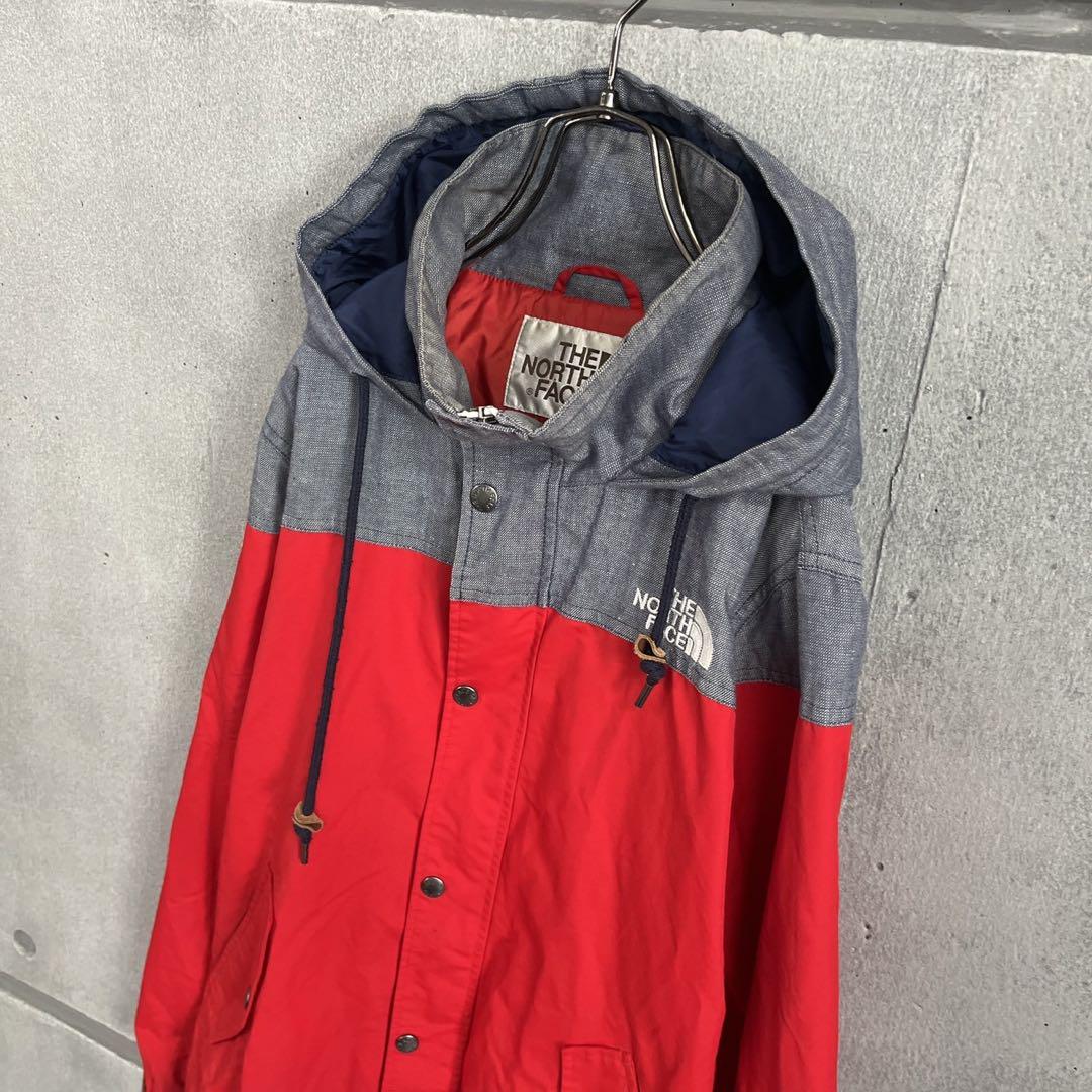 ノースフェイス　マウンテンパーカー　デニム　レッド　メンズS