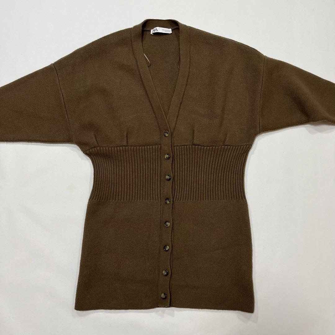 ZARA ニットカーディガン フィットウエスト ペプラム もっちり