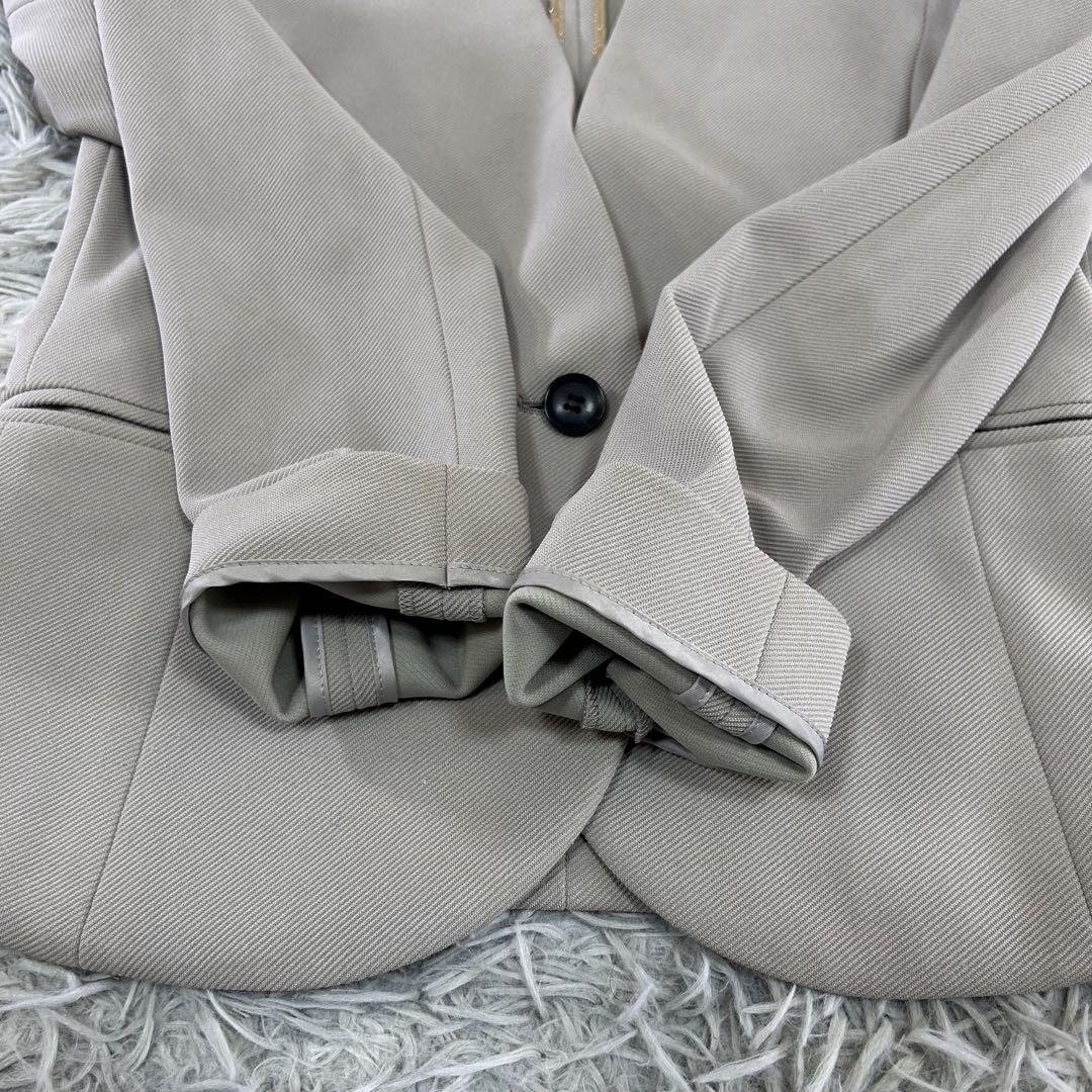 m6792【BEIGE,】洗える ノーカラージャケット 長袖 背抜き 4サイズ