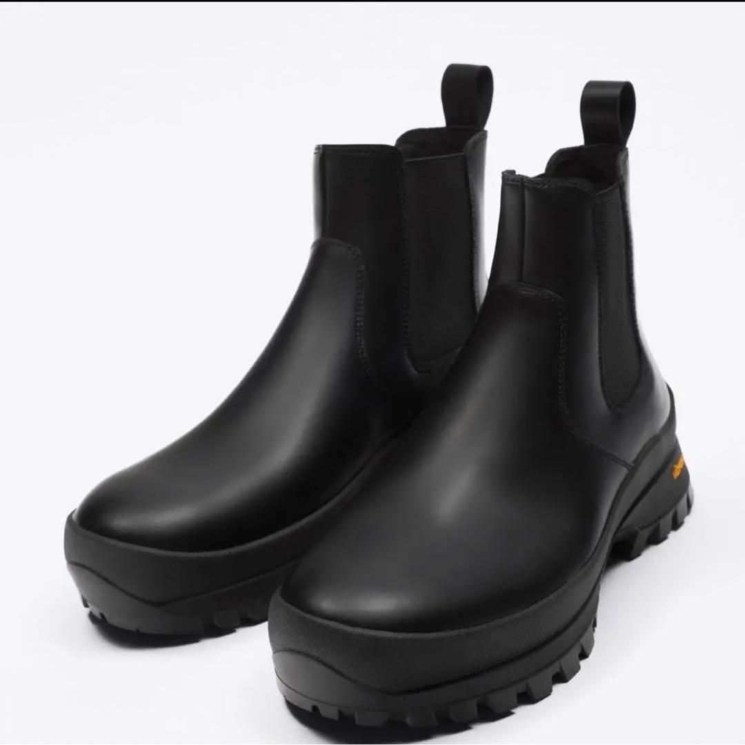 新品ZARA　Vibram　レザーチェルシーアンクルブーツ　サイズ43