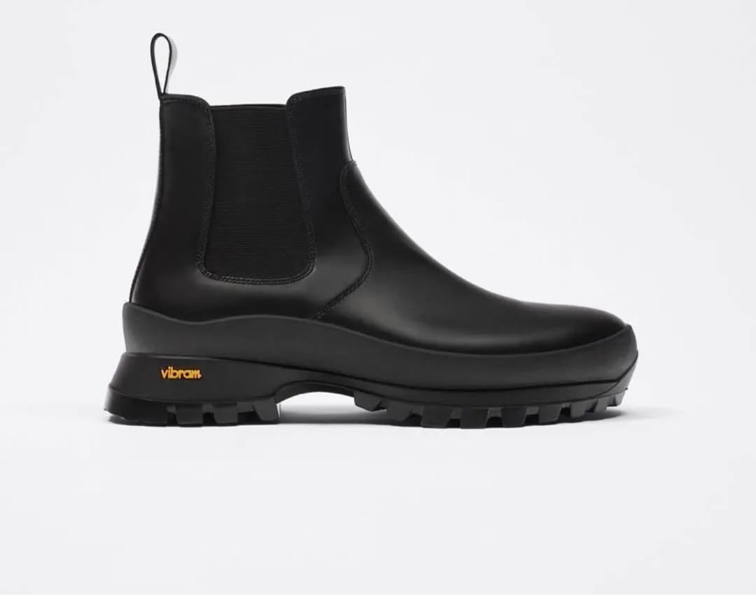 新品ZARA　Vibram　レザーチェルシーアンクルブーツ　サイズ43