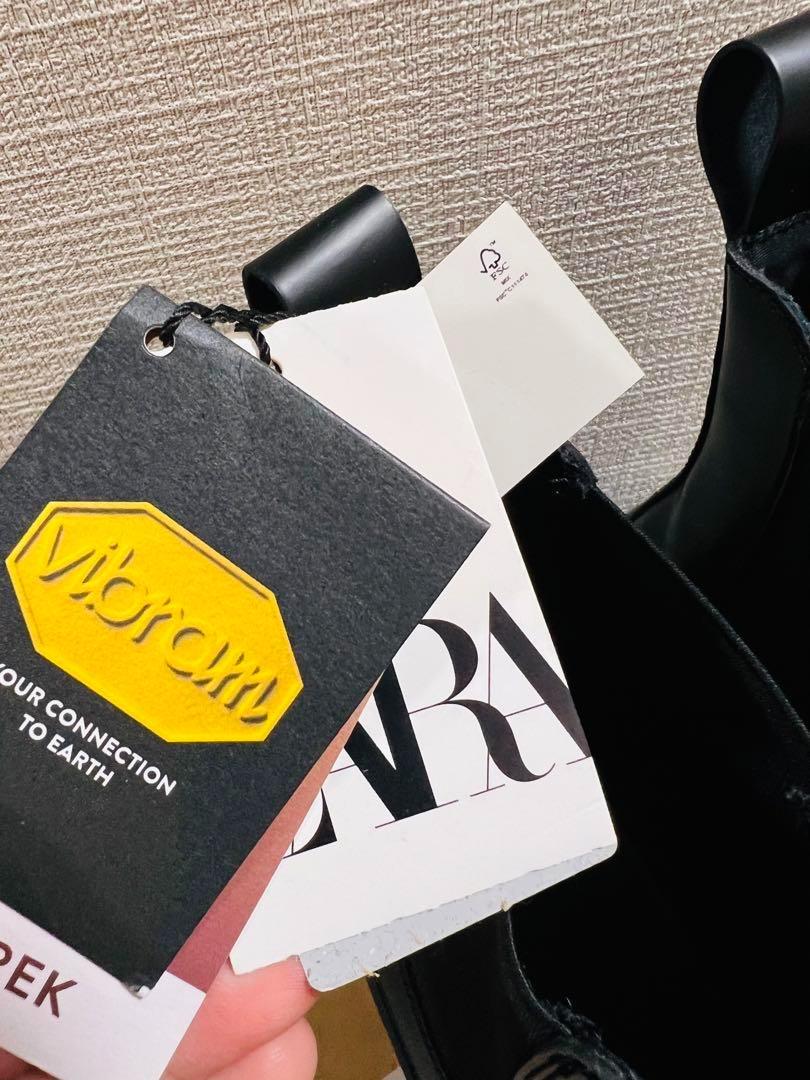 新品ZARA　Vibram　レザーチェルシーアンクルブーツ　サイズ43