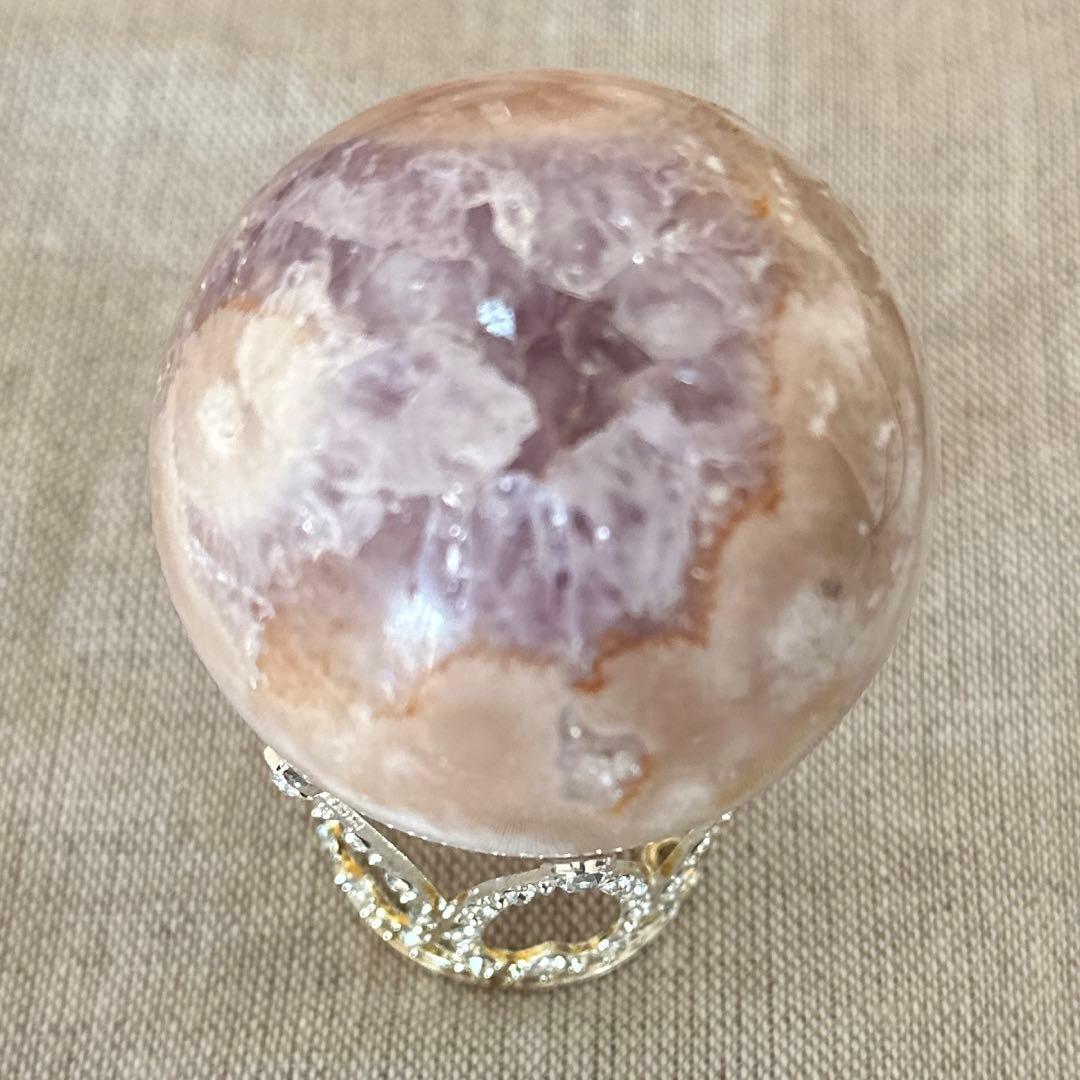 上品なスタイル ピンクアメジスト 薄い紫 水晶 お口 スフィア 丸玉