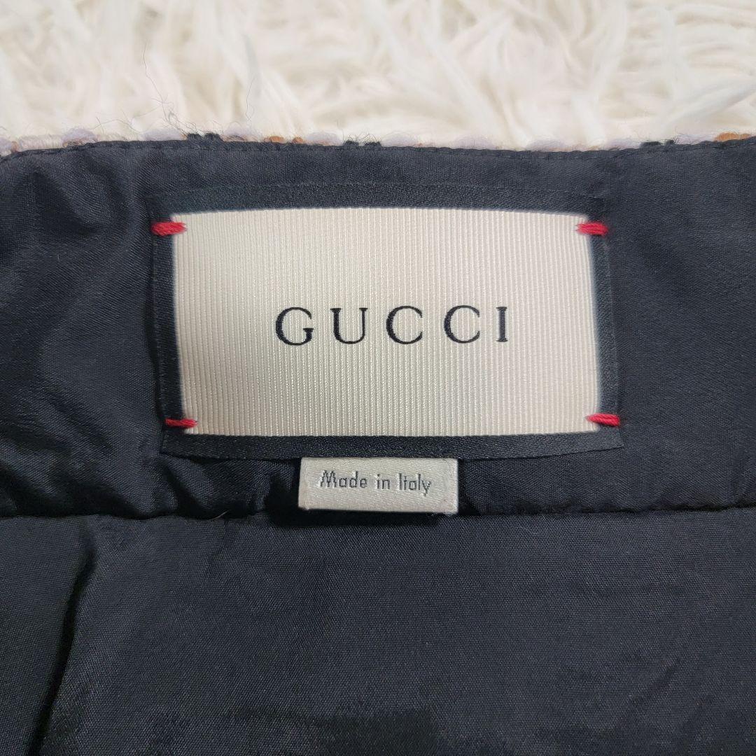 未使用 GUCCI スカート Aライン ダブルGG マーモント ツイード
