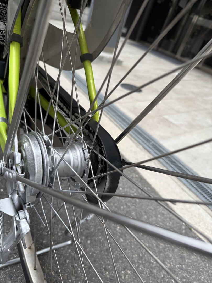 大阪府　パナソニック　電動アシスト自転車 ライムグリーン 前カゴ付き