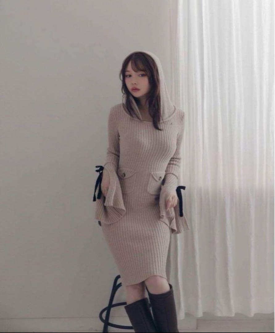 andmary Ashley ribbon knit dress ワンピース