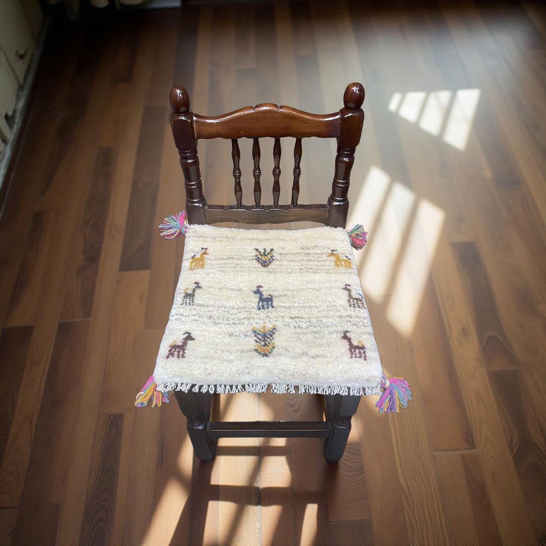 ギャッベ　ギャべ　椅子用マット　座布団　40x40 ペルシャ　本物　手織り