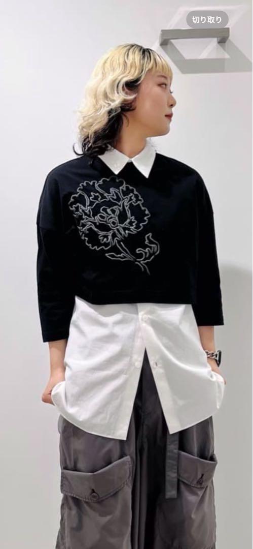 23ss Y’s ワイズ ヨウジヤマモト ブラック 花柄 七分丈 カットソー