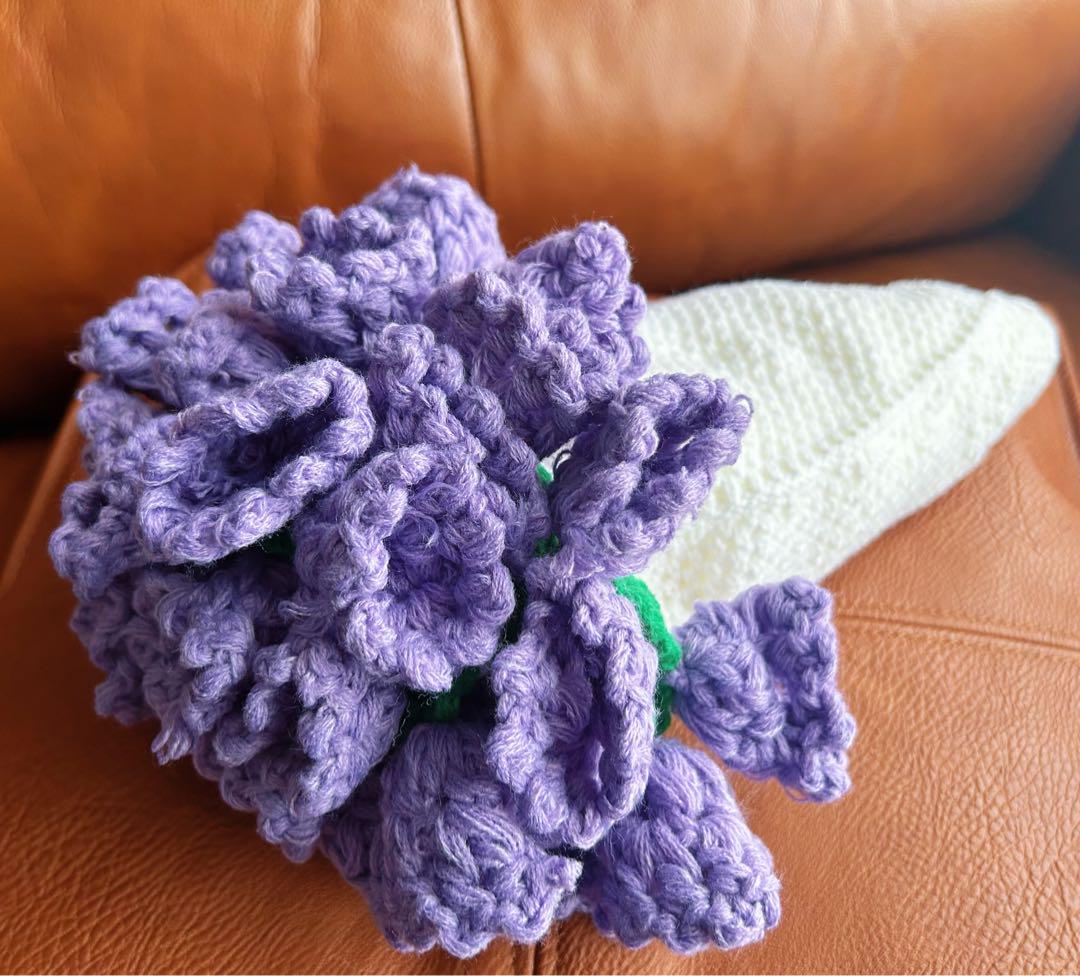 かぎ針編み すずらんの花束ブランケット ひざ掛け 枯れない花束