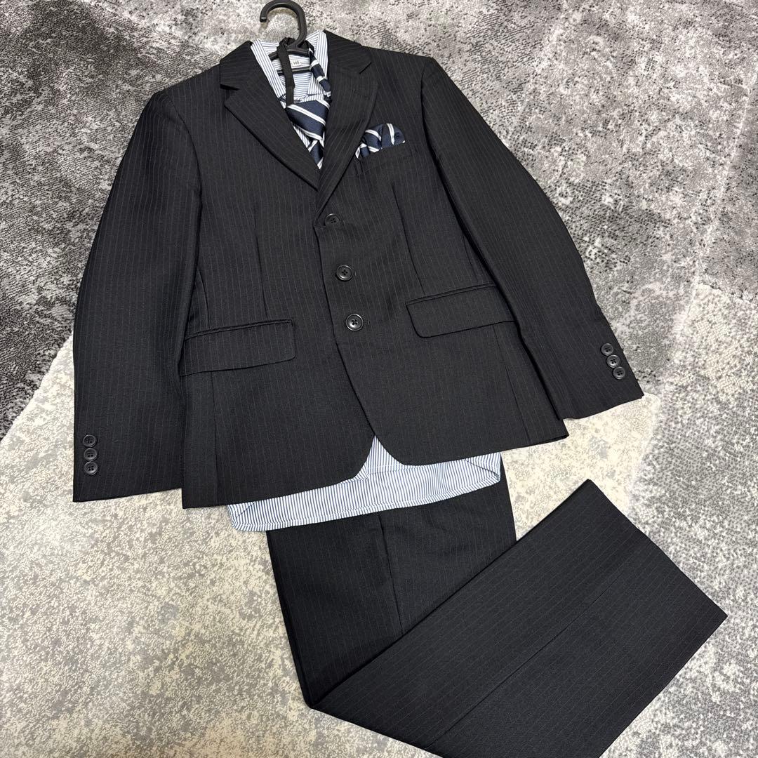 フォーマルスーツ ブラックストライプ シャツ付き140cm