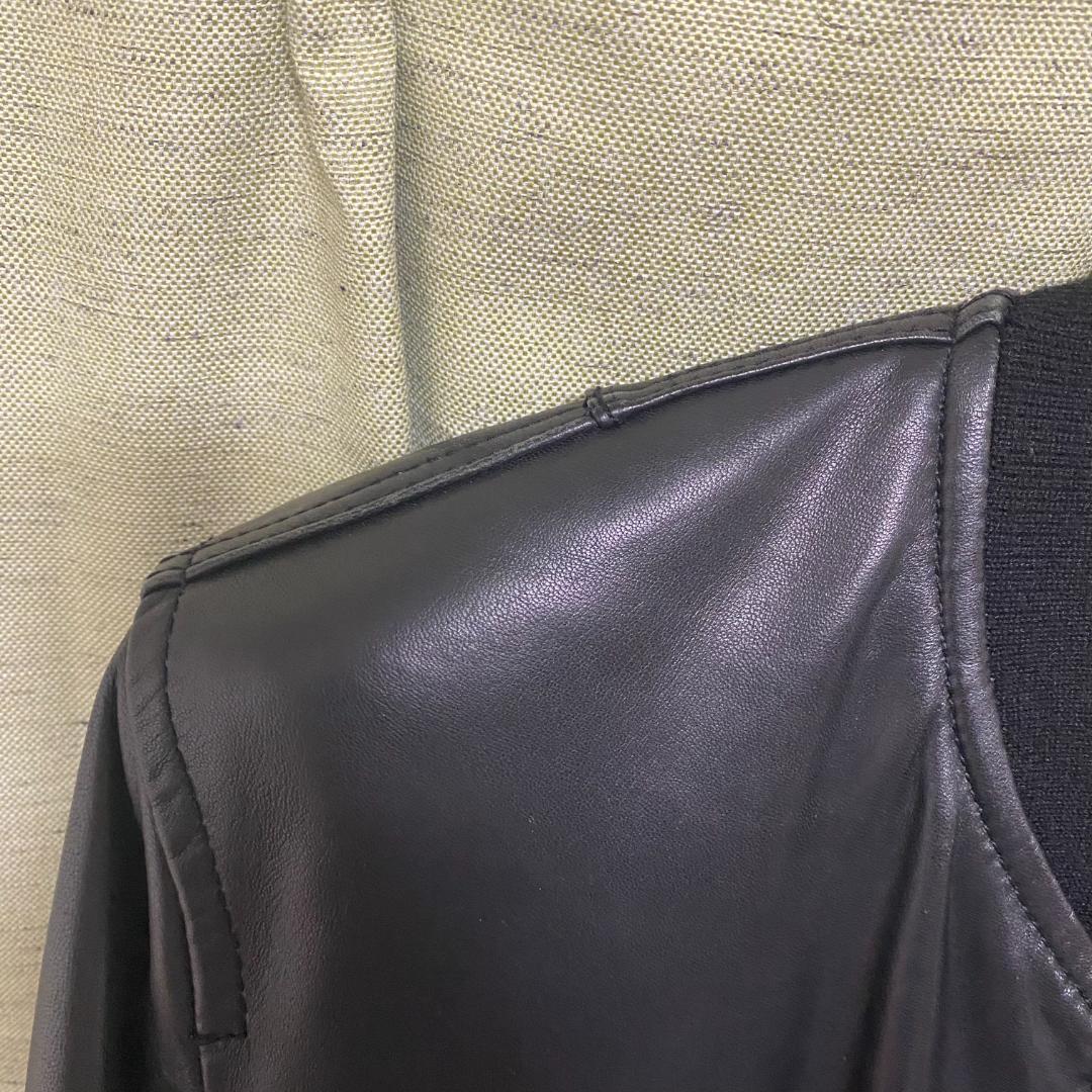 ✨美品/羊革（L）✨AVIREX MA-1黒 ラムレザー ライダースジャケット