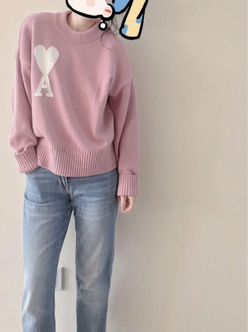 未使用 amiparis アミパリス ニット ロゴクルーネックセーター M