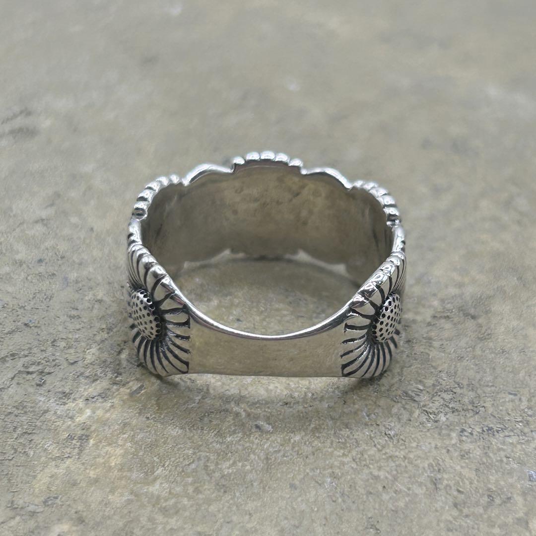 シルバー925 Sterling 総フラワーデザインリング/軽研磨仕上げ/17号