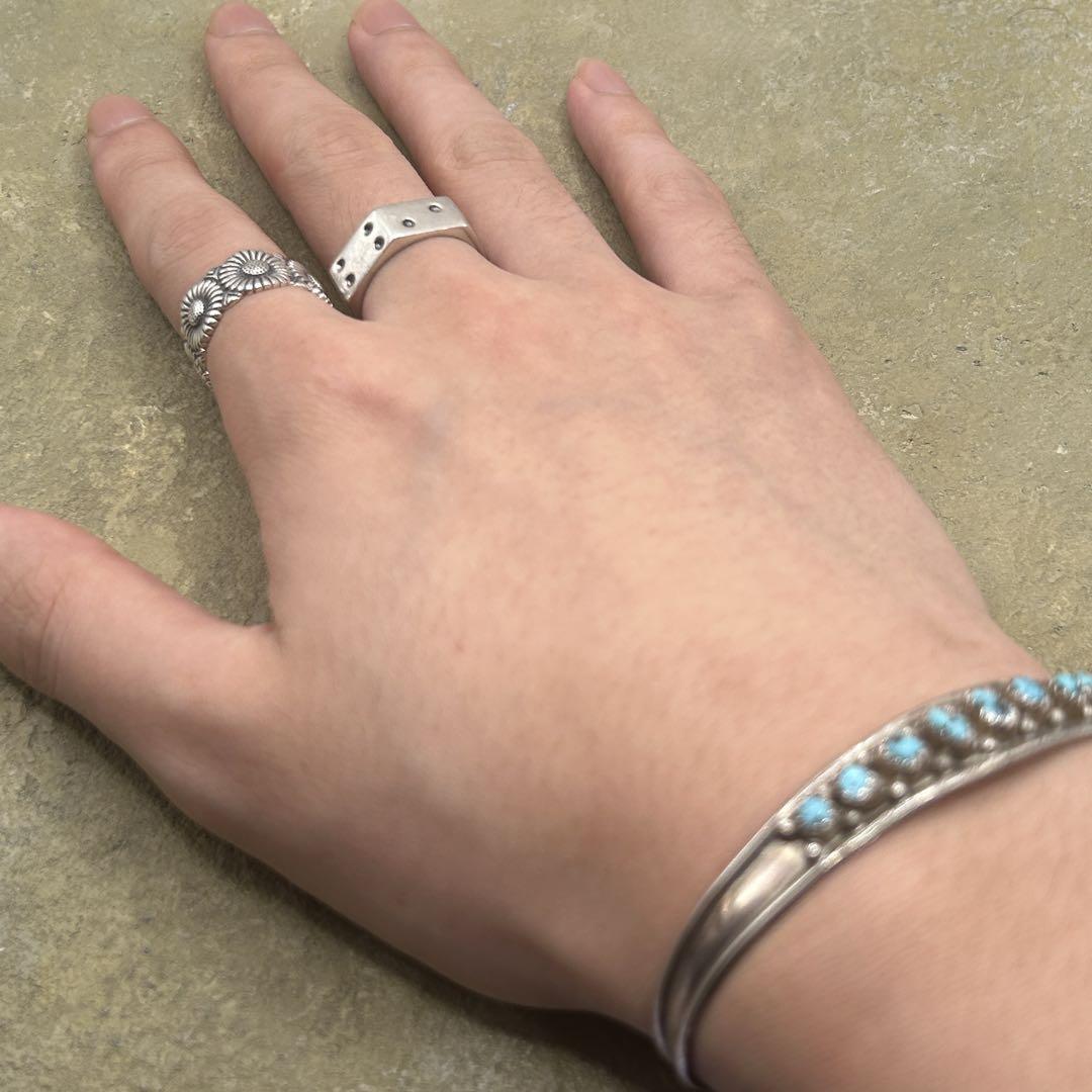 シルバー925 Sterling 総フラワーデザインリング/軽研磨仕上げ/17号