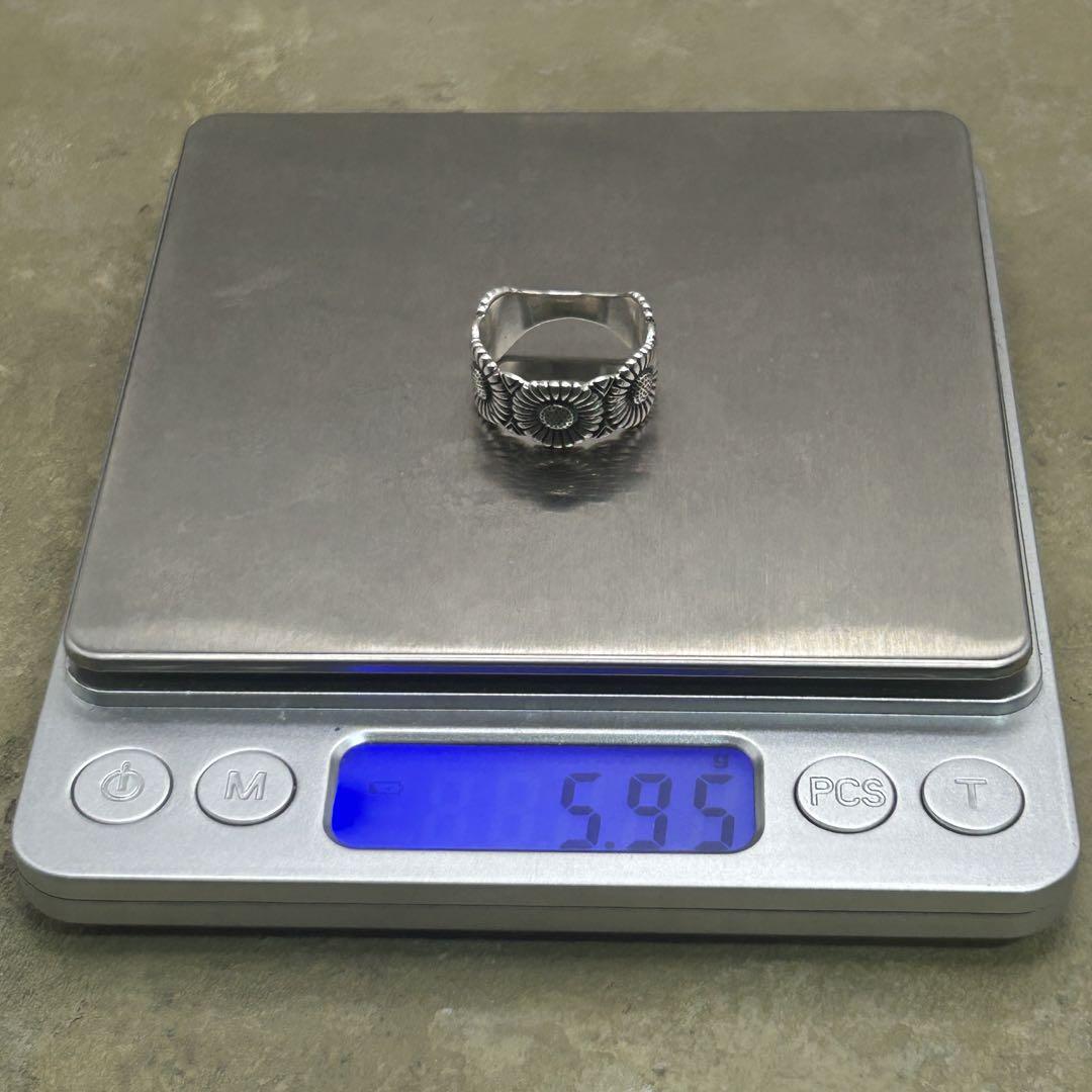 シルバー925 Sterling 総フラワーデザインリング/軽研磨仕上げ/17号