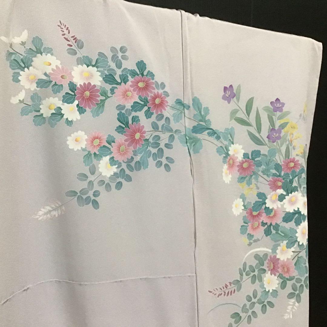 正絹　訪問着　作家物　薄紫　花柄　541-14