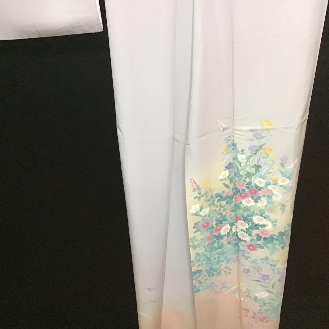 正絹　訪問着　作家物　薄紫　花柄　541-14