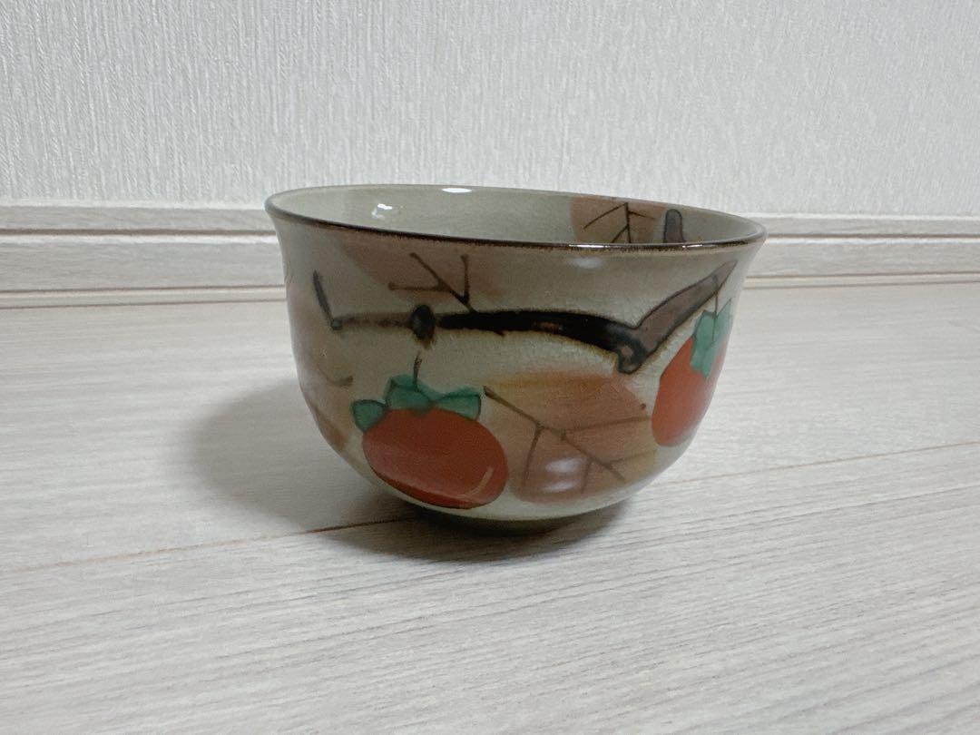柿デザイン箸置き 陶器丼 箸セット 各5 昭和レトロ