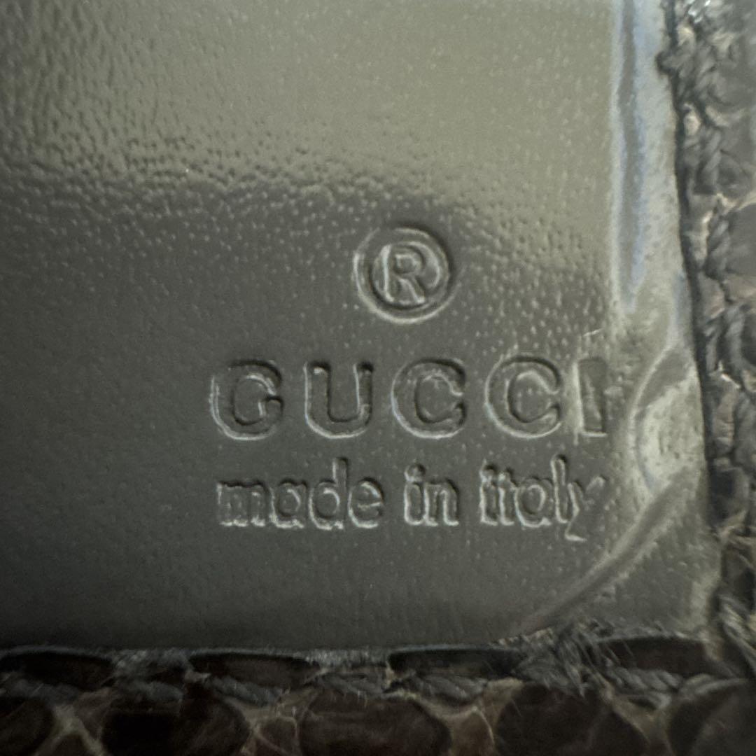 GUCCI ヘビ皮 長財布 グレー