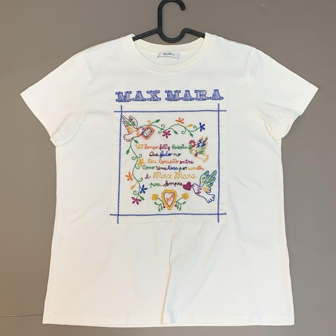 Max Mara 刺繍入りホワイトTシャツ（洗濯タグ切あり）S - メルカリ