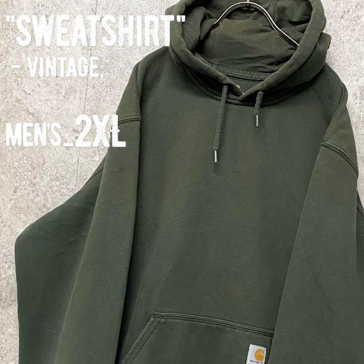 レア◎メキシコ製《カーハート》スウェットパーカー/カーキグリーン/メンズ2XL