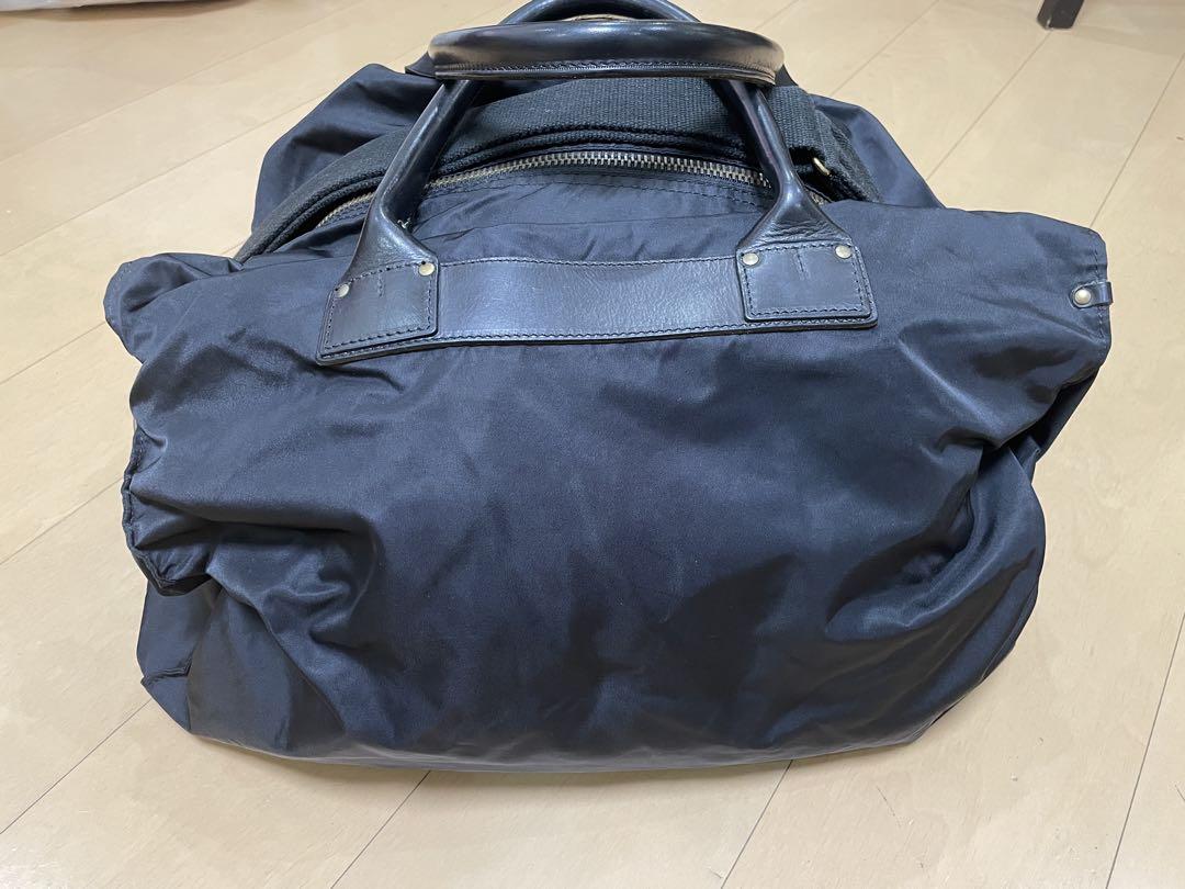 フェリージ　高級ボストンバッグ 黒 ナイロン レザー