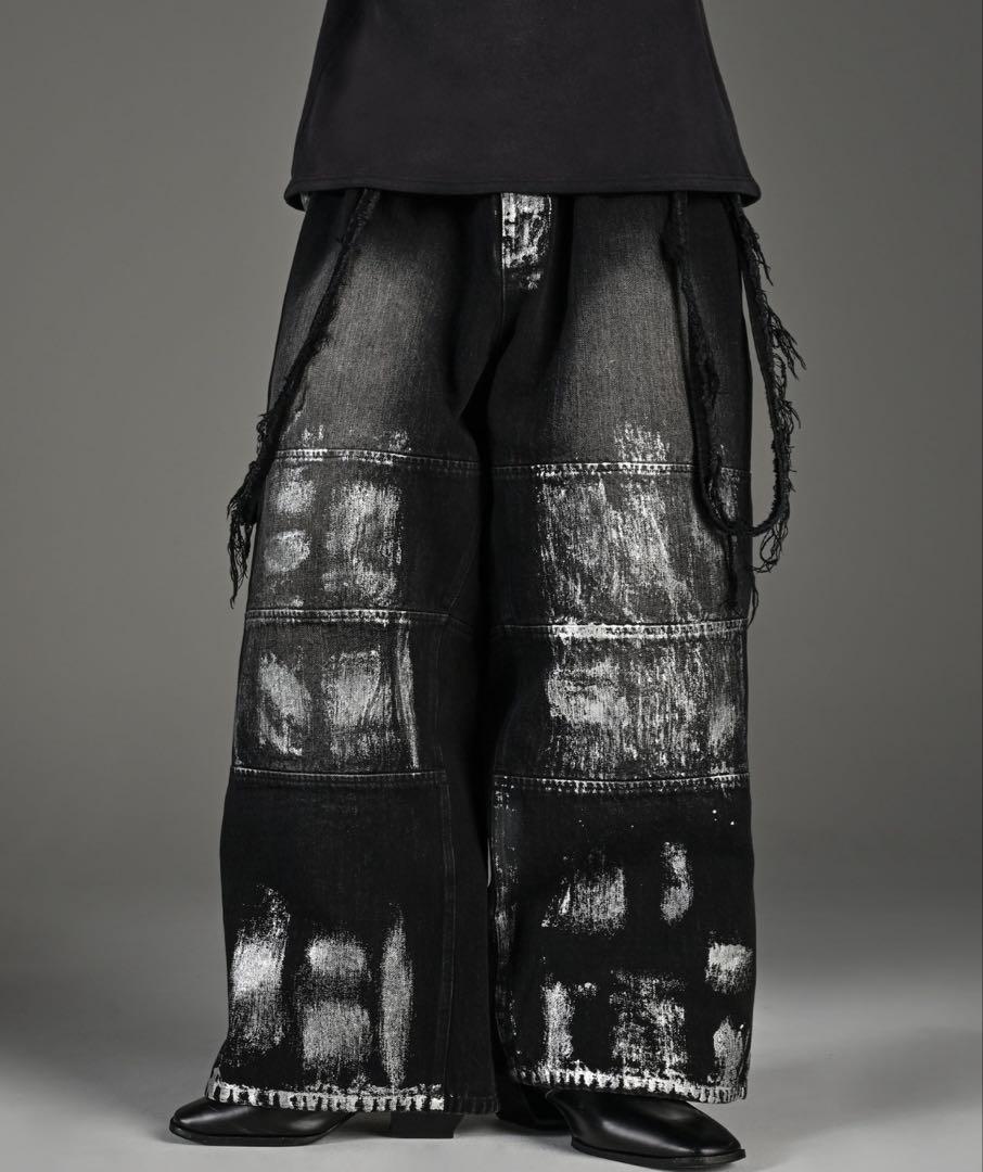 パンツ panel suspender wide denim (waist gom)