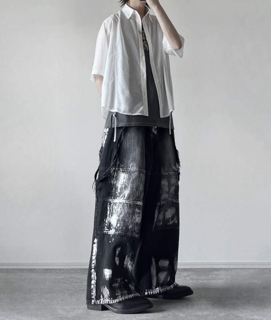 パンツ panel suspender wide denim (waist gom)