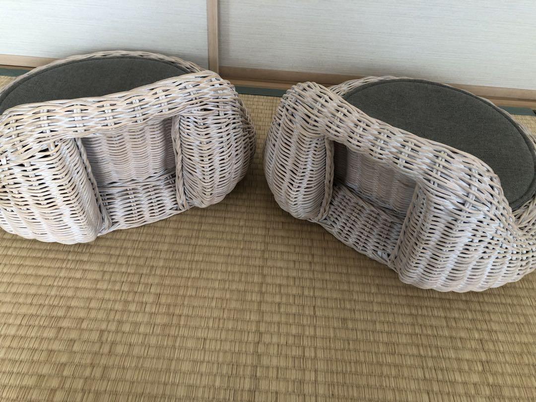 ひろさん専用　座椅子　ラタンチェア　ホワイトウォッシュ　2点　美品