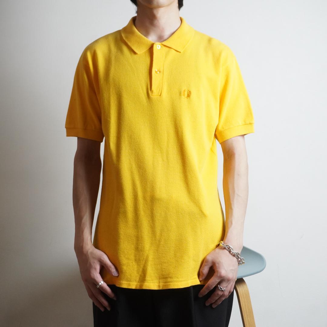 80s FRED PERRY ロゴ刺繍 半袖ポロシャツ イエロー /IW17