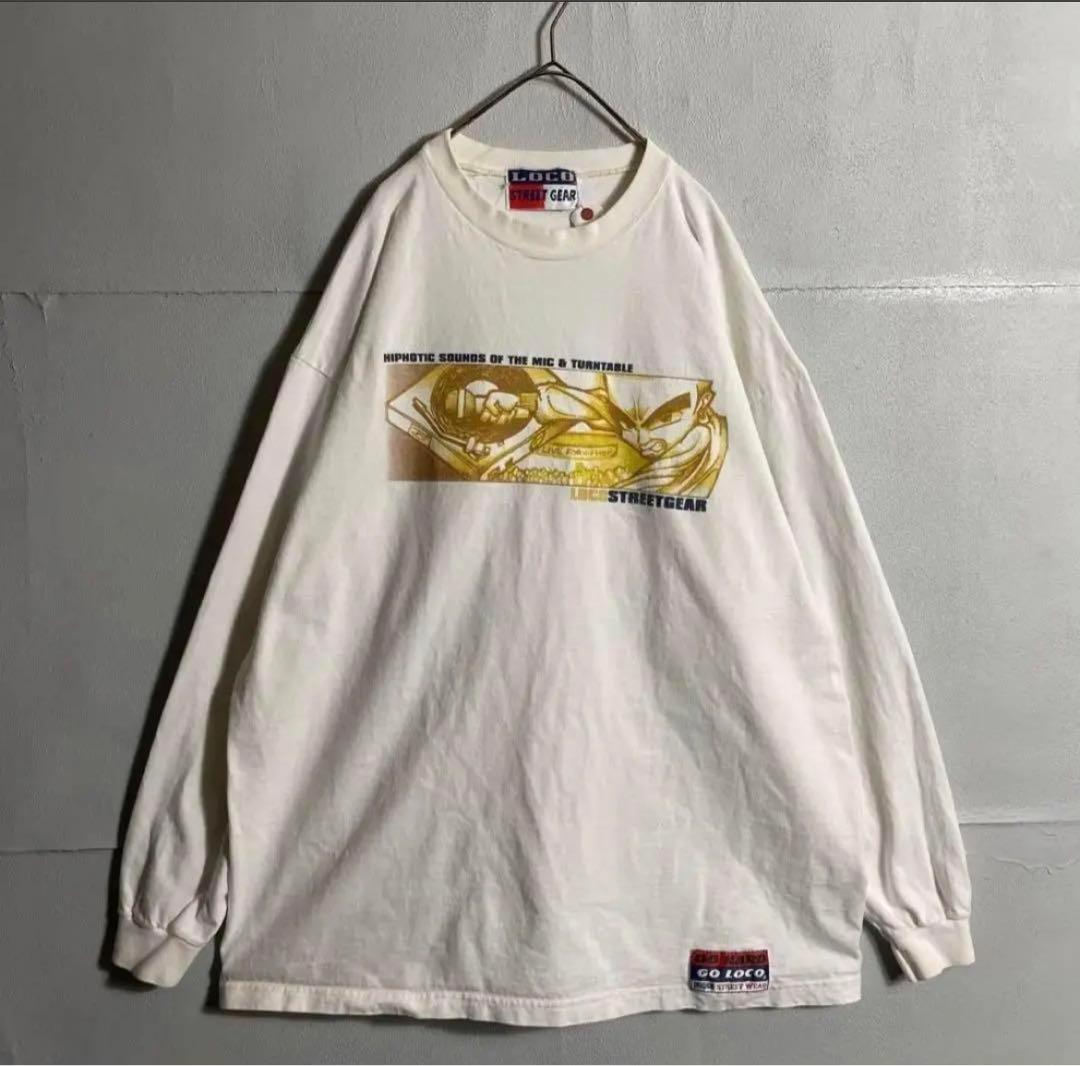 USA製 90s 長袖Tシャツ ロンT 白Tee MIC RAP レア D93