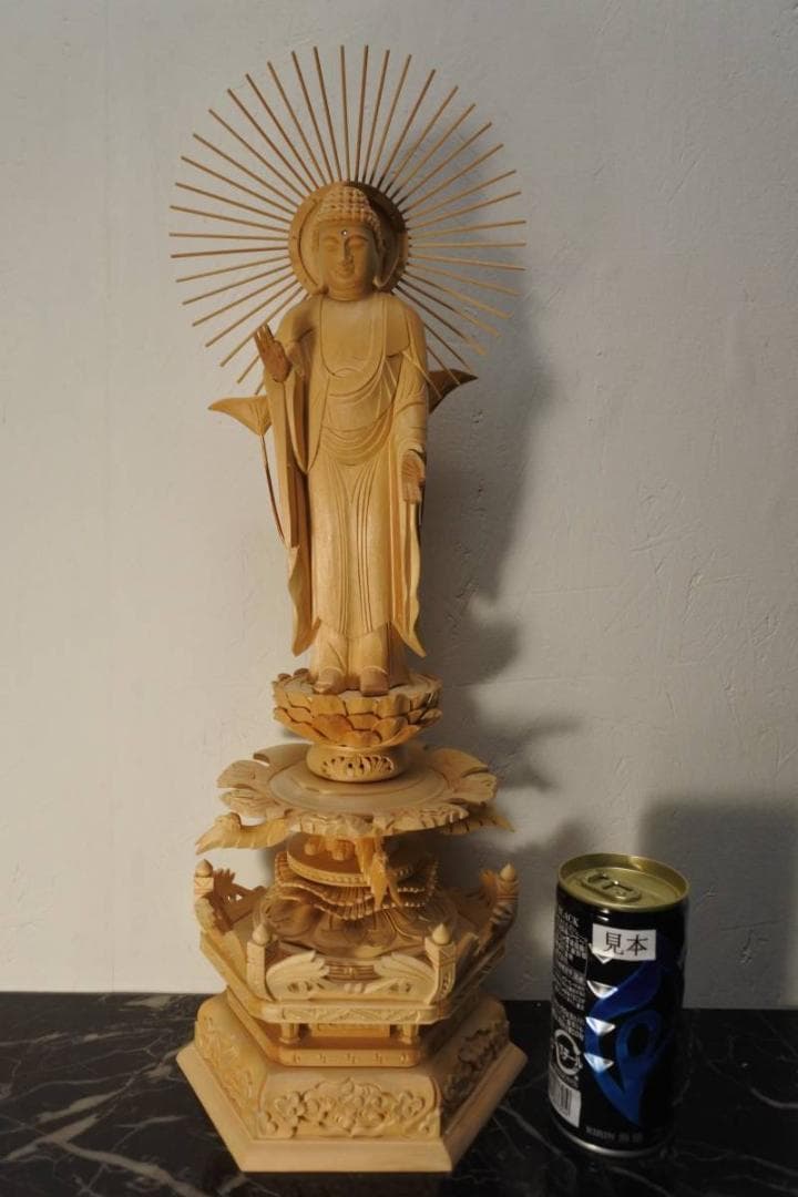 最終値下 長期保管品 東用立弥陀 六号 ケマン座 木彫 1531 www