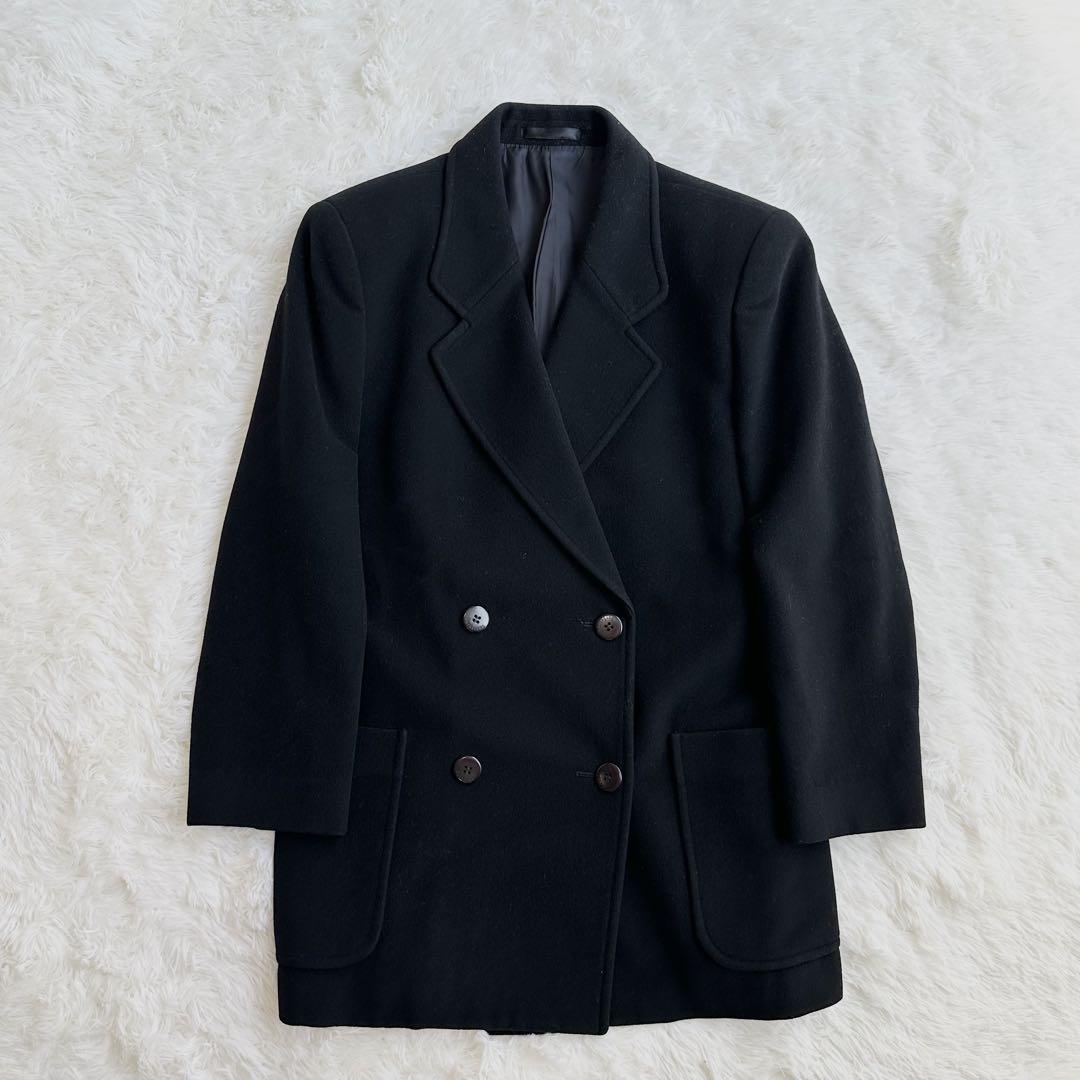 美品 バーバリー ダブルブレスト チェスターコート カシミヤ混