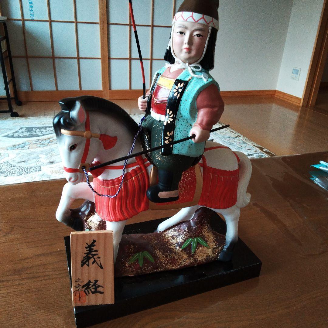 陶器製 御所人形 馬に乗った男の子 約30cm