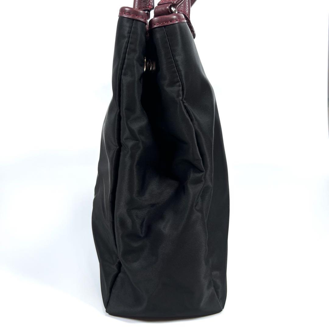 ステファノマーノ　ビジネスバッグ　2way ナイロン　レザー　ブラック×ボルドー