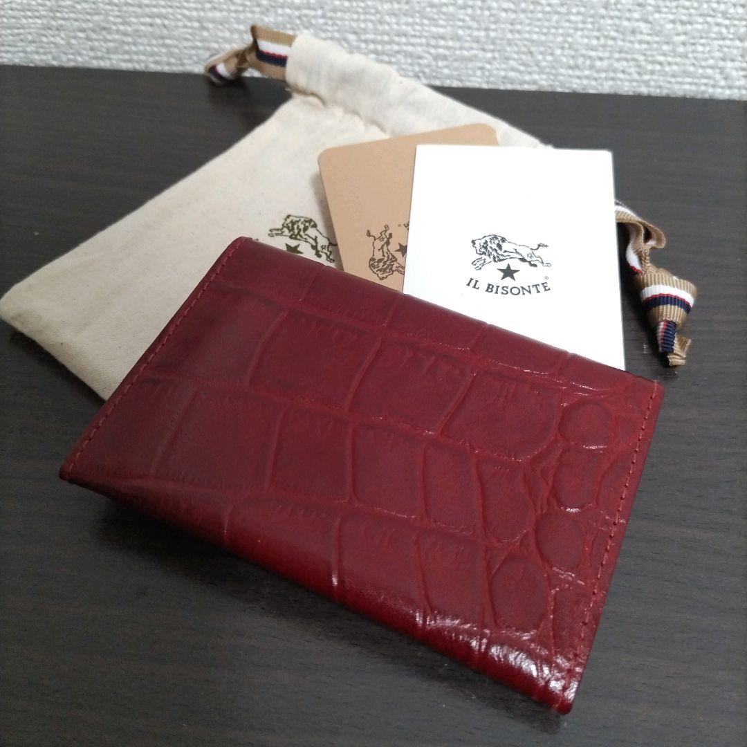 新品 イルビゾンテ 本革 レザー カードケース 名刺入れ クロコ レッド ロッソ 新品 イルビゾンテ 本革 レザー カードケース 名刺入れ クロコ レッド ロッソ