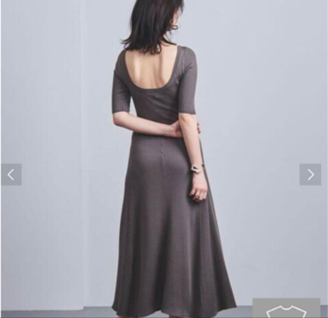 united arrows バックUネック リブ ロングワンピース