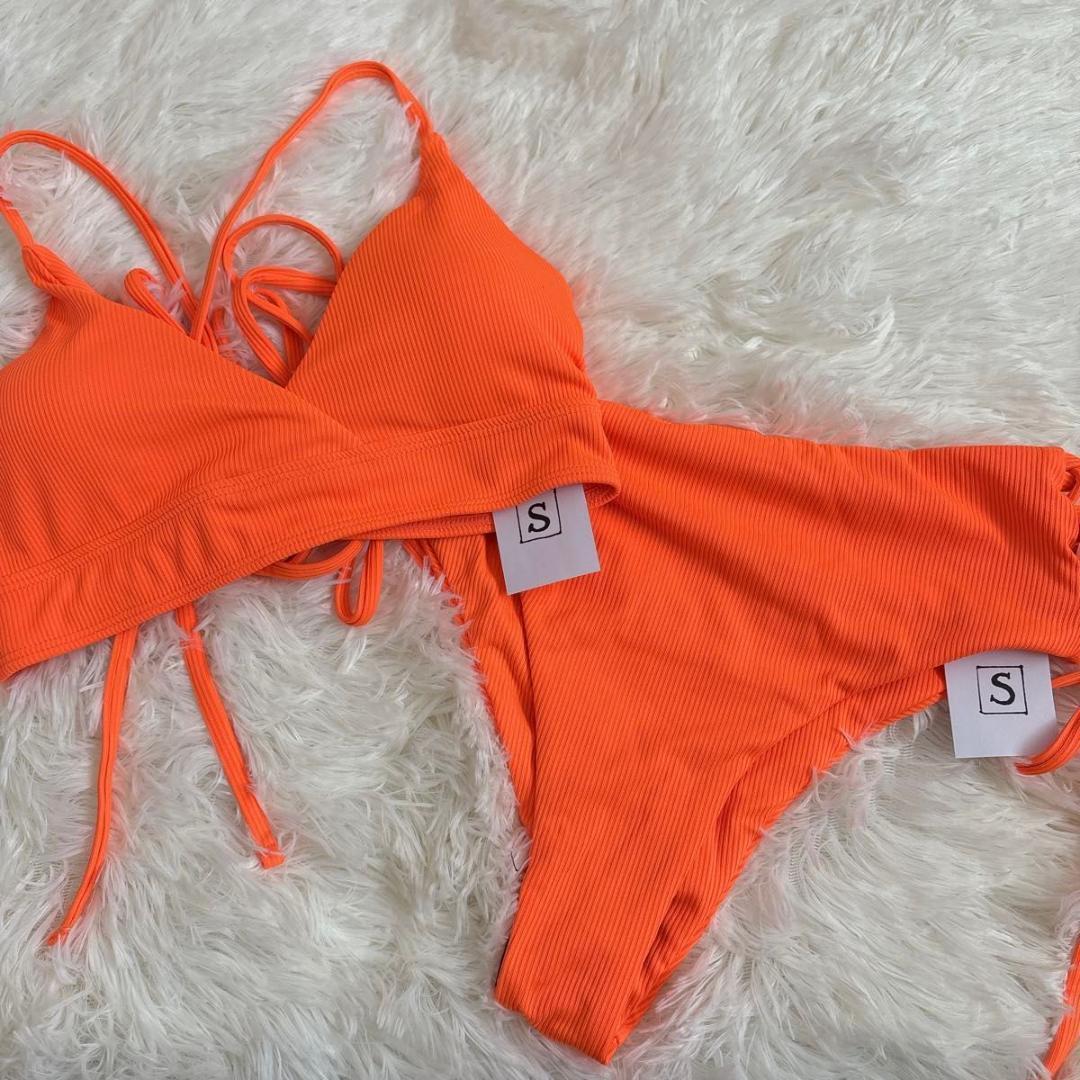 SALE】水着 ビキニ セクシー 美しい バッククロスオレンジ
