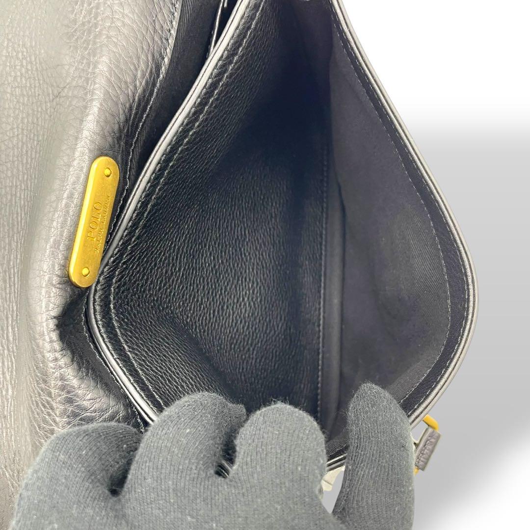 未使用級 ラルフローレン 2way ショルダーバッグ チェーン シボ
