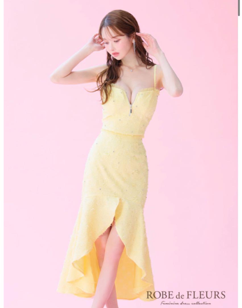 冬ギフト  ROBE de FLEURS 黄色 スリップドレス スーツ・フォーマル・ドレス
