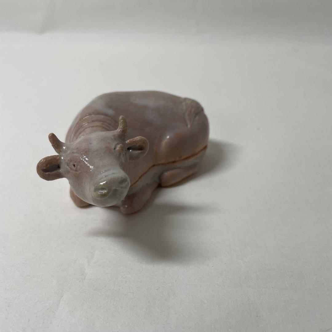 FD40⑦ 萩焼　岡田裕作　萩干支香合　「丑」 共箱　共布　期間限定セール中