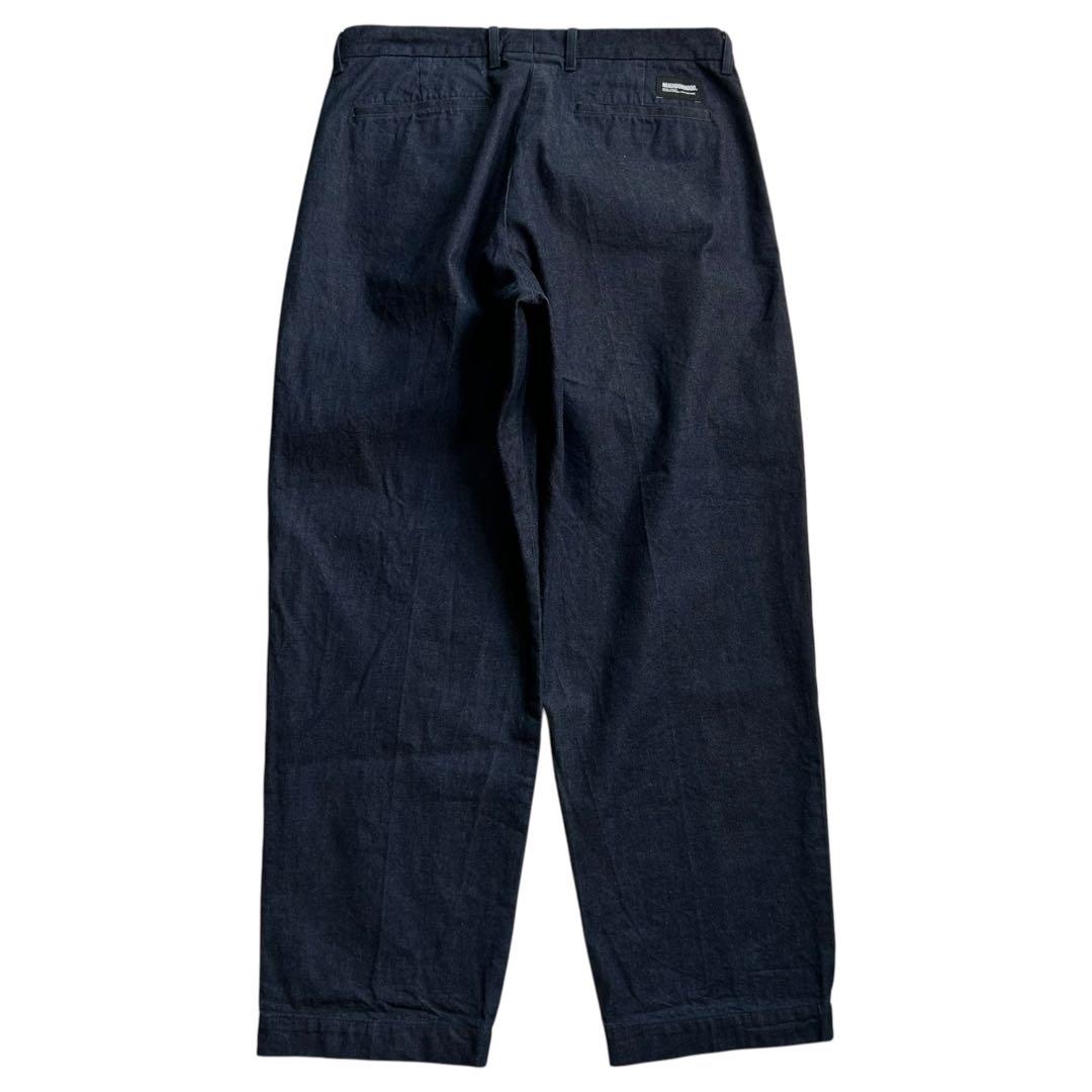 NEIGHBORHOOD ネイバーフッド デニムスラックス 紺 XL タック
