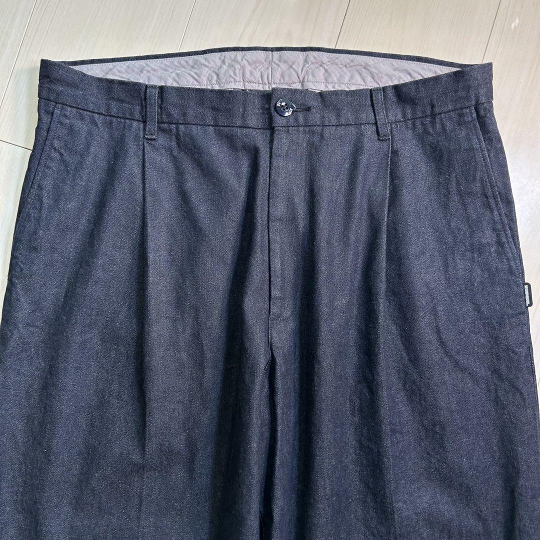 NEIGHBORHOOD ネイバーフッド デニムスラックス 紺 XL タック