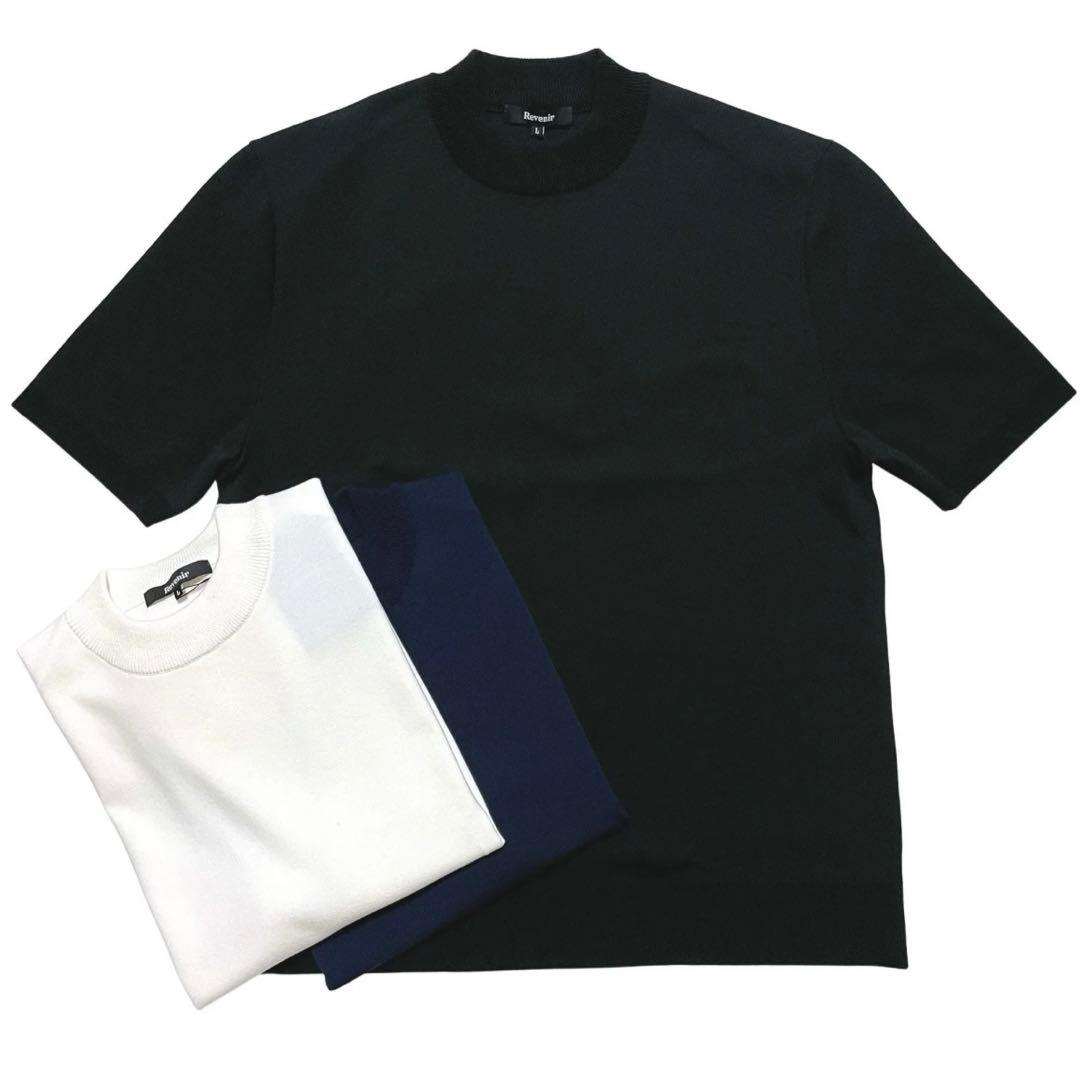 Revenir リブニール　モックネック ウォッシャブル ニットＴシャツ