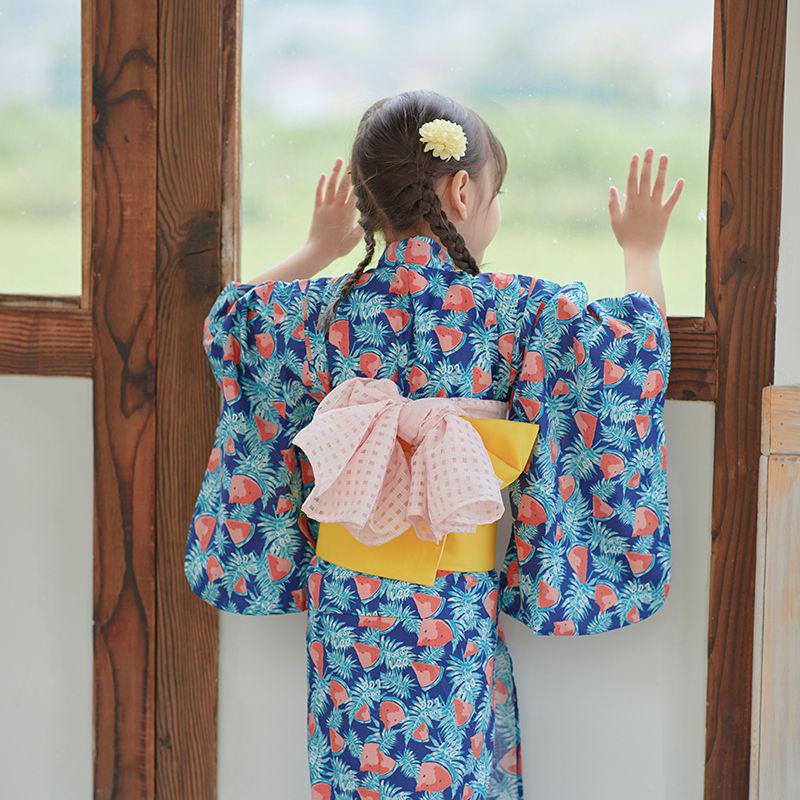 YT66 山鳥 着物 浴衣 花柄 兵児帯 セット かわいい 夏 子供用