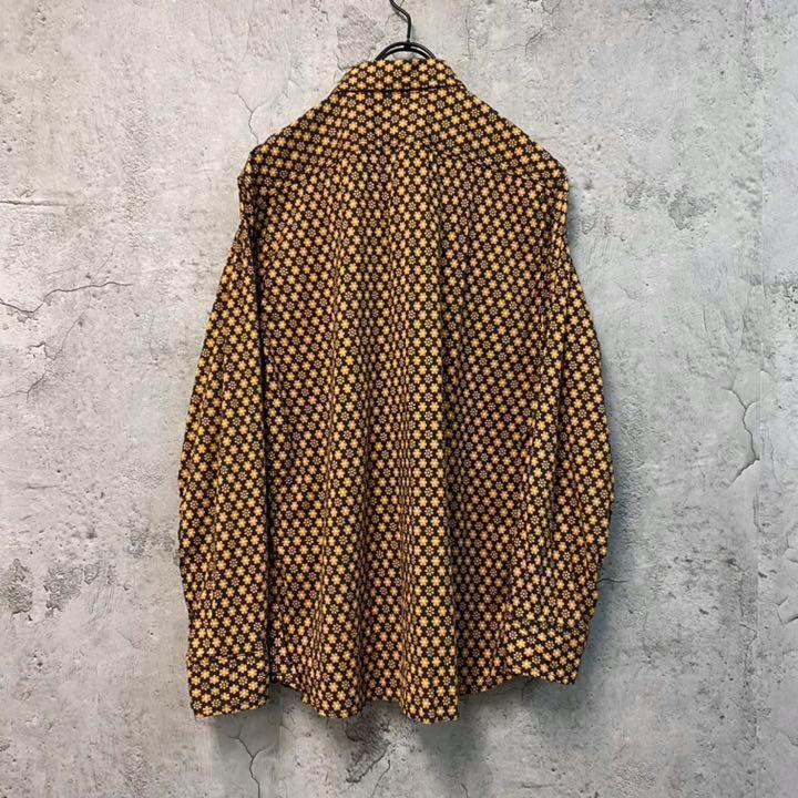 古着◆kato' カトー 長袖シャツ 総柄 花柄 オレンジ メンズS