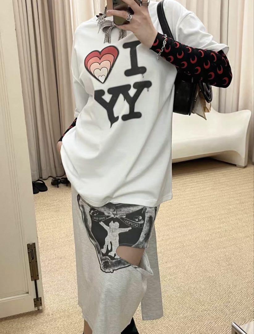 open yy サイドカットプリントスカート グレー open yy サイドカットプリントスカート ライトグレー - メルカリ