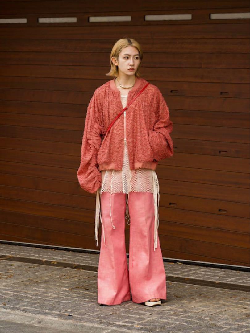 seyto See through lace gather blouson