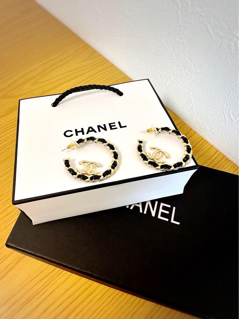 CHANEL シャネル ピアス ココマーク チェーン フープ ゴールド