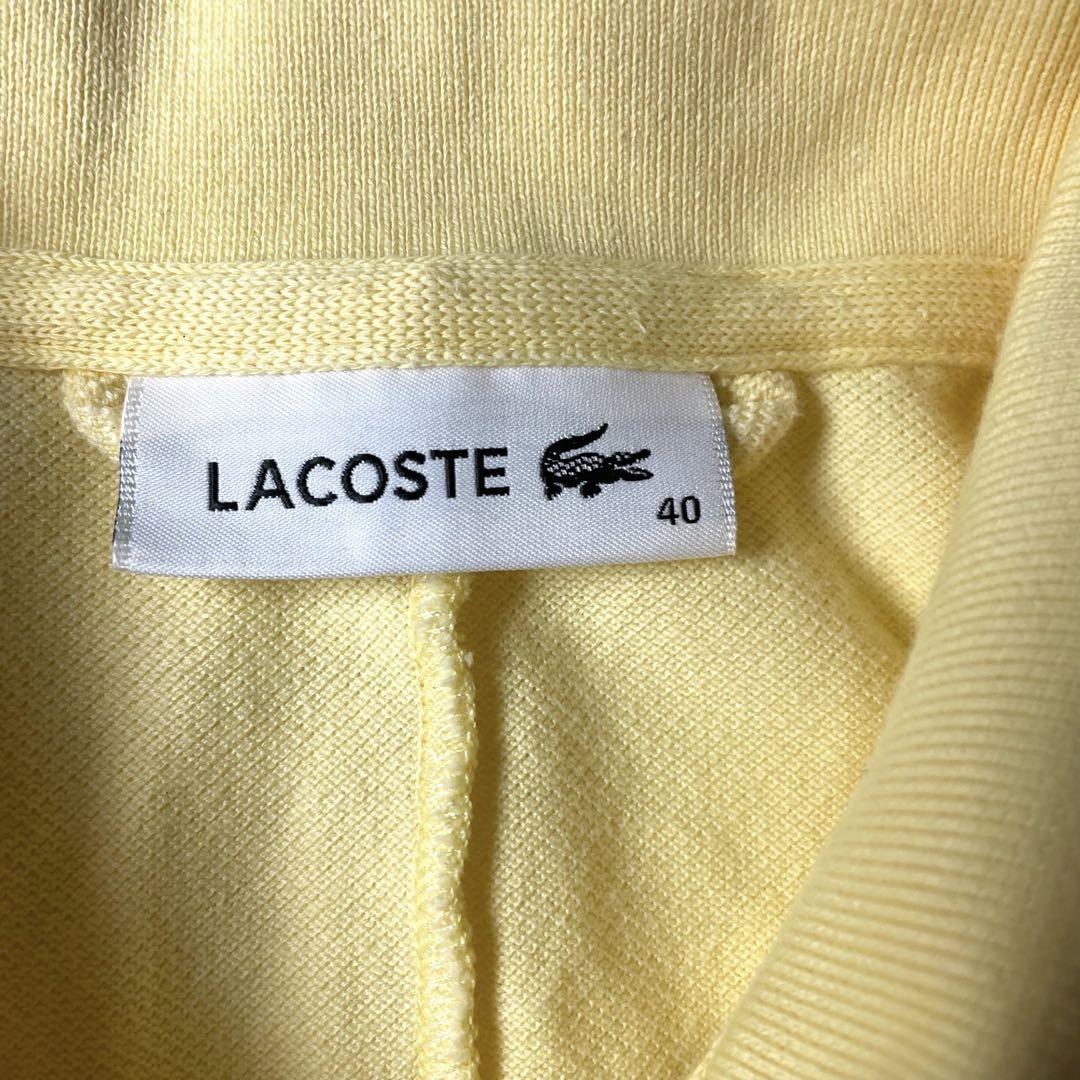 LACOSTE イエロー シャツワンピース M LACOSTE 鹿の子 ロングシャツワンピース イエロー 40大きい